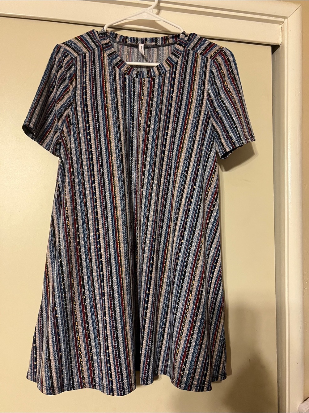 BCBGeneration Striped Knit A-Line Dress - Blue, White, Red